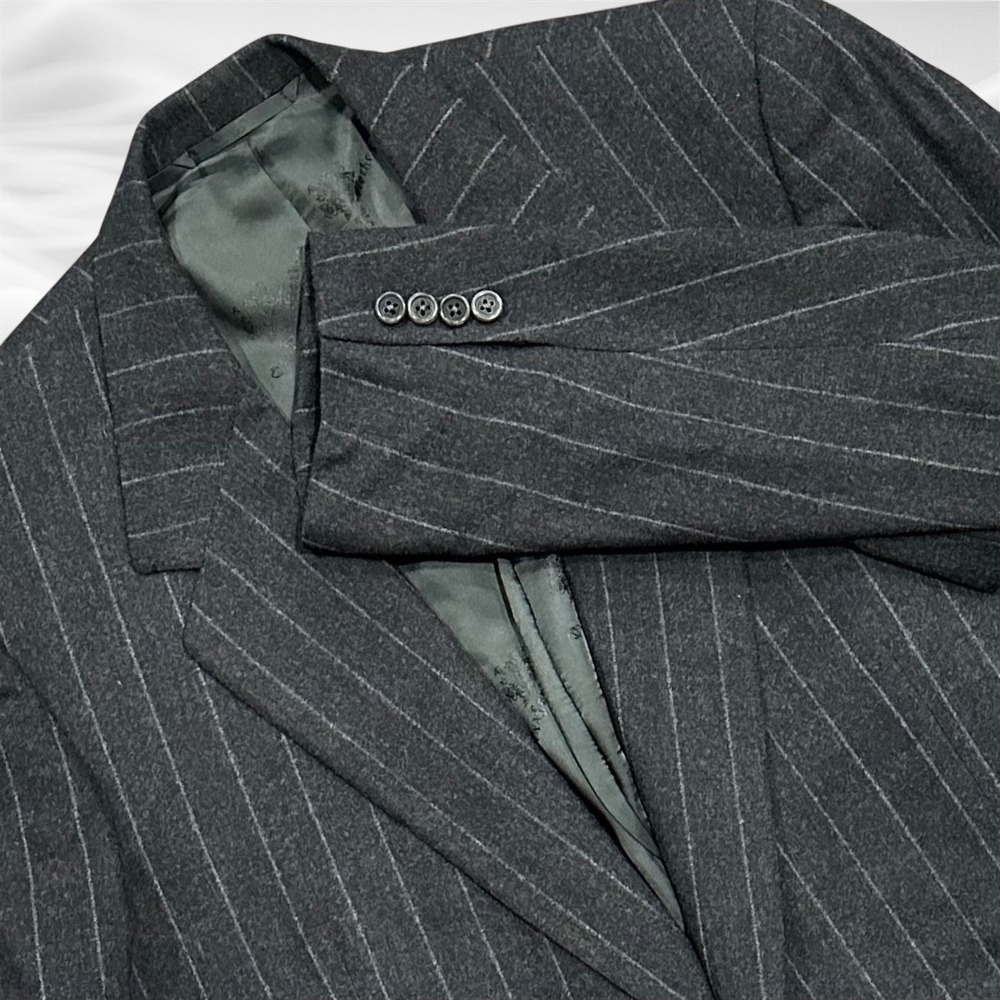 Oxxford‎ Clothes 2 Piece Wool Suit Charcoal Gray  Chalk line 44L W37X33 Cuffed
